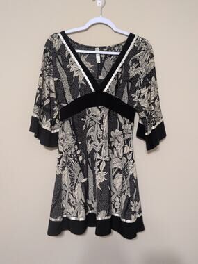 Y2K American One Whimsygoth Floral Bell Sleeve Tunic Mini Dress